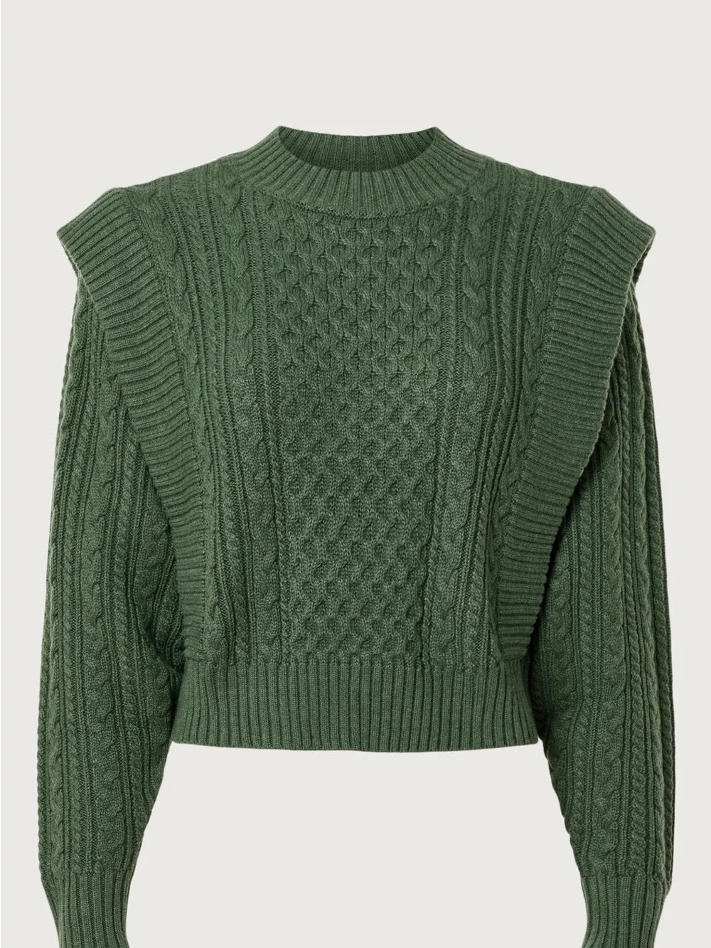 Green Cable Knit Sweater - Classic Women's Crewneck - Picture 5 of 10